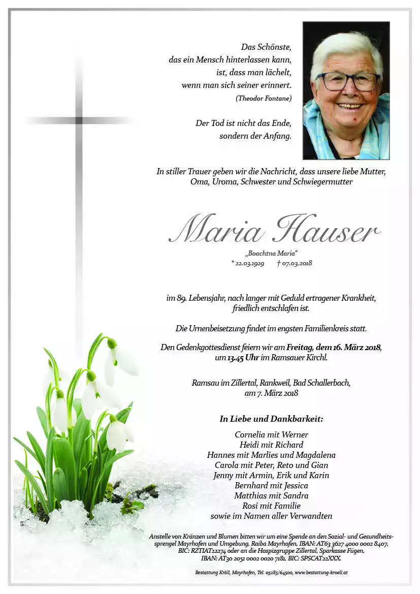 Parte von Maria Hauser